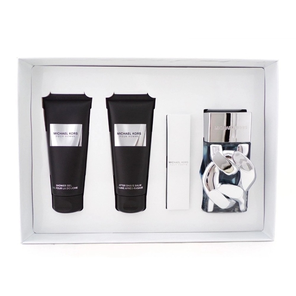 Michael Kors Pour Homme 4PC Set: EDP Spray, Shower Gel, Aftershave Balm & Mini